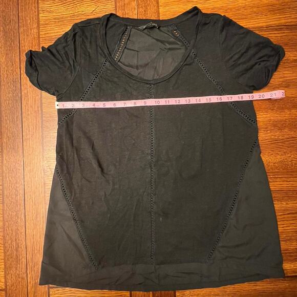 Banana Republic Slub Black Dual Linen Short Sleeve Shirt Crew Neck Size Medium - Picture 7 of 10